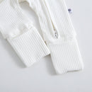 Snow Ribbed Zippered Baby Romper