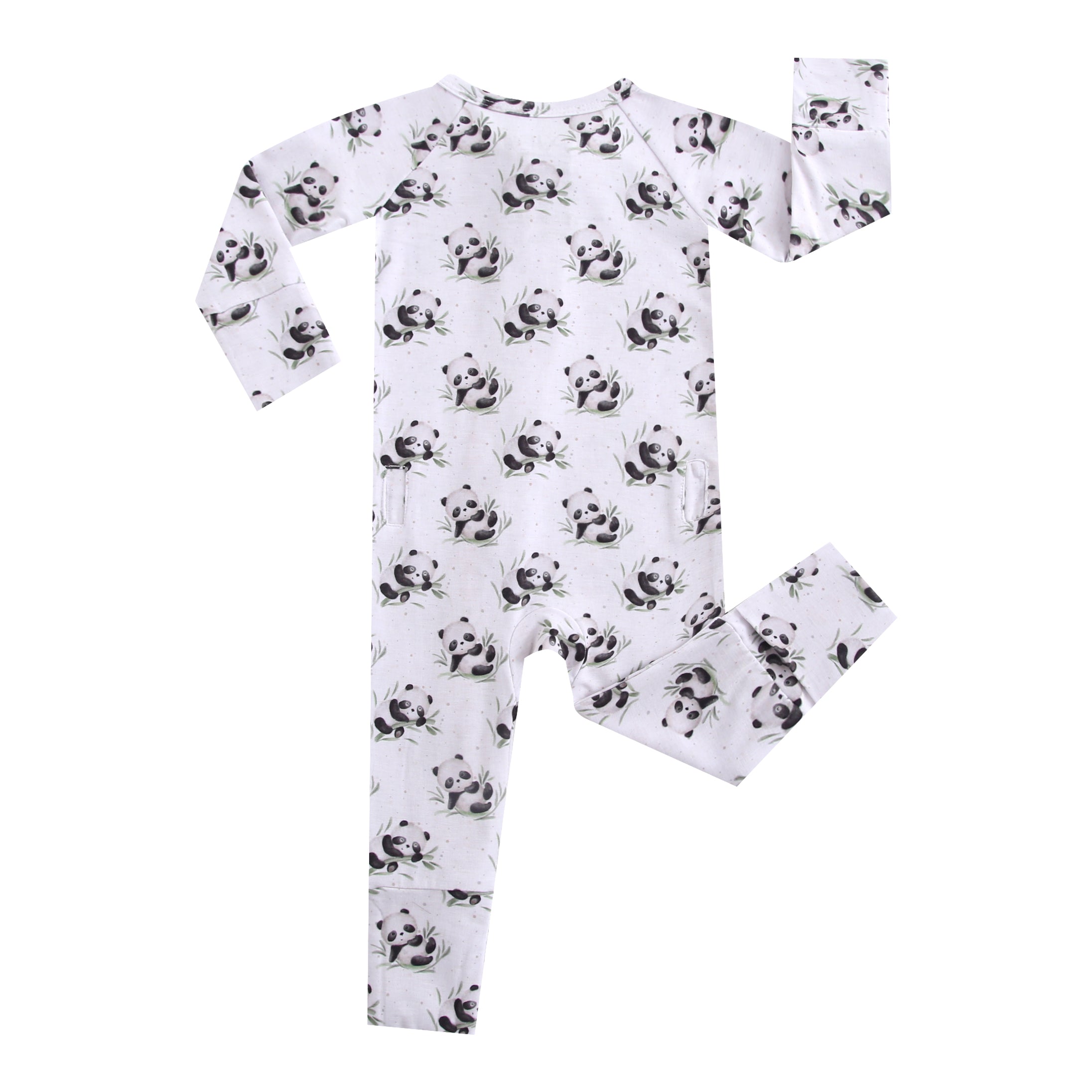 Lucky Panda Zippered Baby Romper