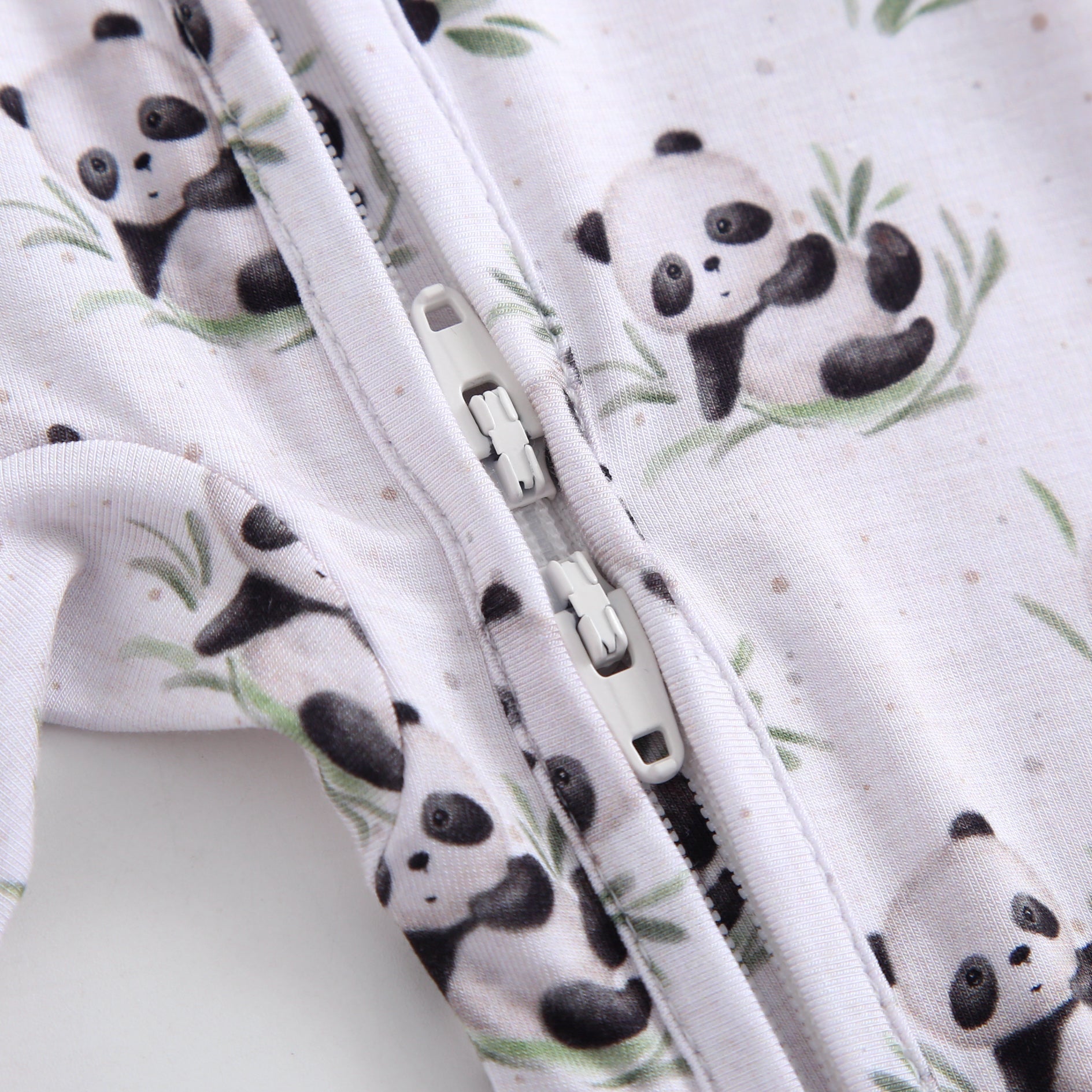 Lucky Panda Zippered Baby Romper