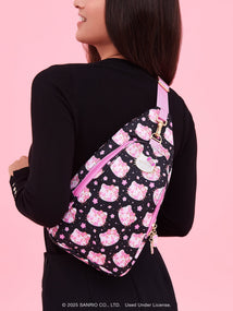 Hello Kitty® × JuJuBe Cherry Blossoms Crossbody Sling Diaper Bag — Black and Pink