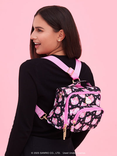 Hello Kitty × JuJuBe Cherry Blossoms Bestie Small Messenger Handbag Backpack, Black and Pink Image 2