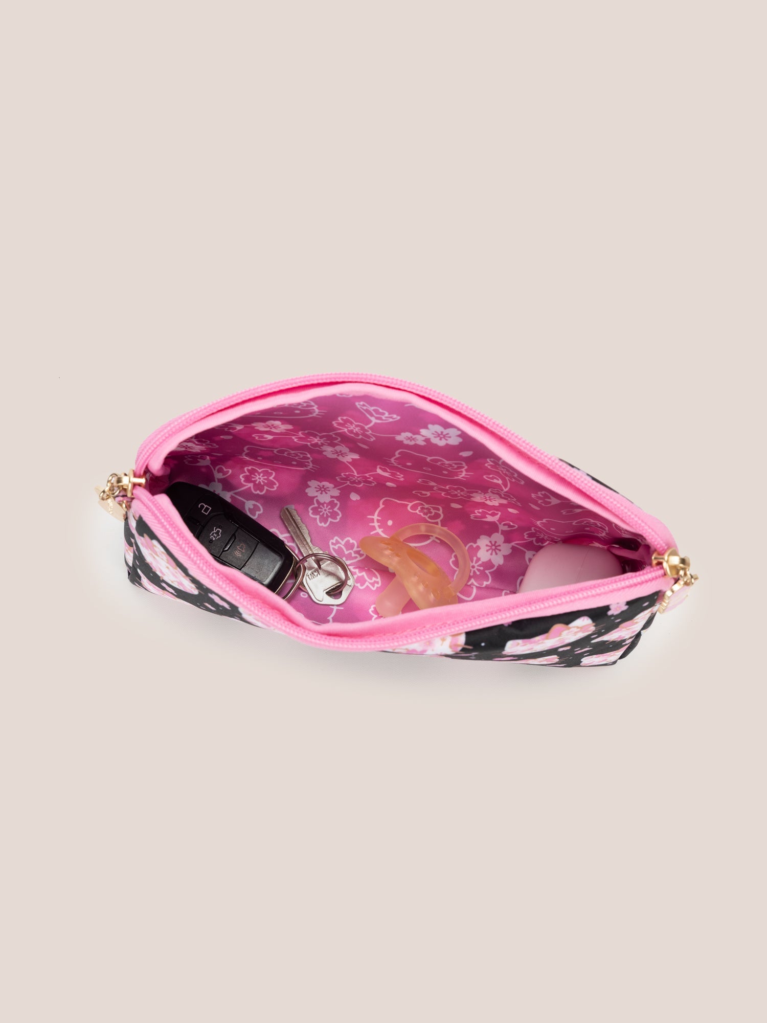 Hello Kitty® × JuJuBe Cherry Blossoms Be Set 3-Piece Pouch Set — Black and Pink