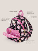 Hello Kitty® × JuJuBe Cherry Blossoms Everyday Mini Small Diaper Bag Backpack – Black and Pink