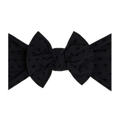 Baby Bling Bows Patterned Shabby Knot headband in black with black dots
