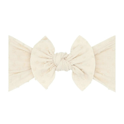 Baby Bling Bows Patterned Shabby Knot bow in oatmeal with oatmeal dots