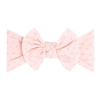 Baby Bling Bows Patterned Shabby Knot headband in pink with pink dots