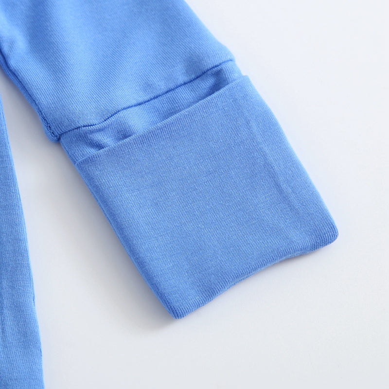 Pure Blue Zippered Baby Romper