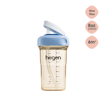 Hegen PPSU Straw Cup - 6 Months Plus - 240ml/8oz - Blue