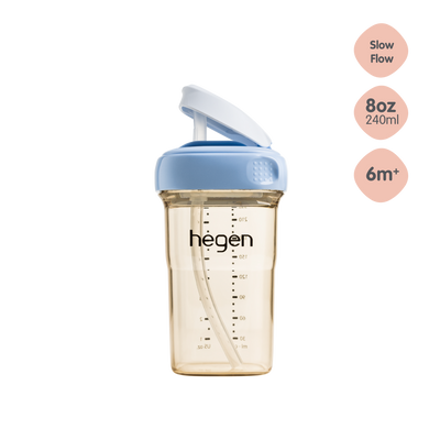 Hegen PPSU Straw Cup - 6 Months Plus - 240ml/8oz - Blue