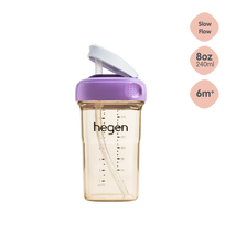 Hegen PPSU Straw Cup - 6 Months Plus - 240ml/8oz - Purple