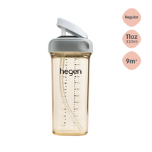 Hegen PPSU Straw Cup - 9 Months Plus - 330ml/11oz - Grey