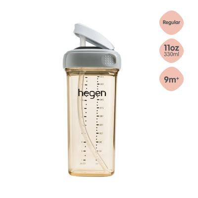 Hegen PPSU Straw Cup - 9 Months Plus - 330ml/11oz - Grey