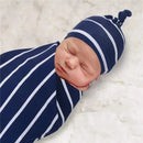 A.D Sutton - Baby Cotton Swaddle Blanket Wrap with Headband or Hat Set, Blue Space Image 3