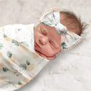 A.D Sutton - Baby Cotton Swaddle Blanket Wrap with Headband or Hat Set, Flower Image 3