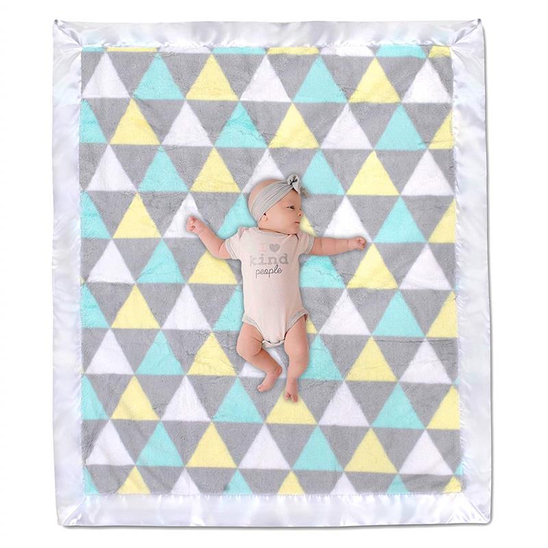 A.D. Sutton - Plush Unisex Triangle Print Blanket With Satin Trim Multi Image 6