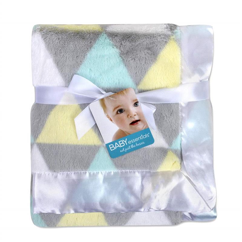 A.D. Sutton - Plush Unisex Triangle Print Blanket With Satin Trim Multi Image 1
