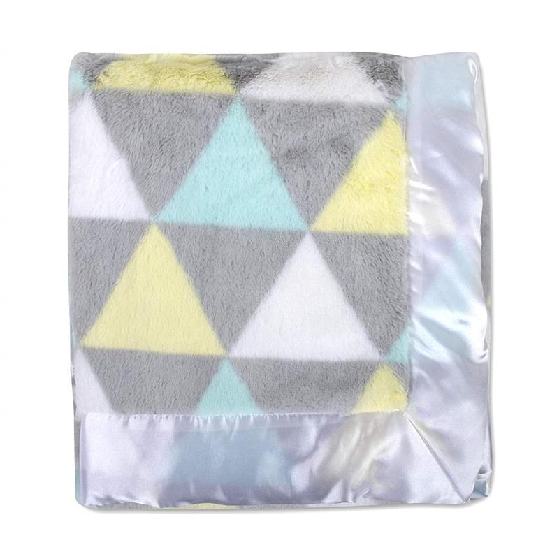 A.D. Sutton - Plush Unisex Triangle Print Blanket With Satin Trim Multi Image 3
