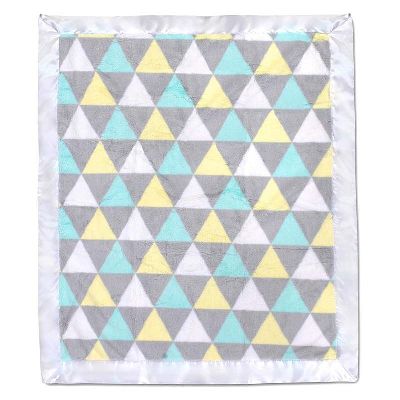 A.D. Sutton - Plush Unisex Triangle Print Blanket With Satin Trim Multi Image 5