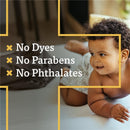 Zinc Oxide diaper rash treatment cream benefits listed with a smiling baby on a bed. Text highlights: No Dyes, No Parabens, No Phthalates.