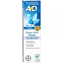 A+D Zinc Oxide Diaper Rash Treatment Cream, Easy Spreading Baby Skin Care, 4 Oz Image 1