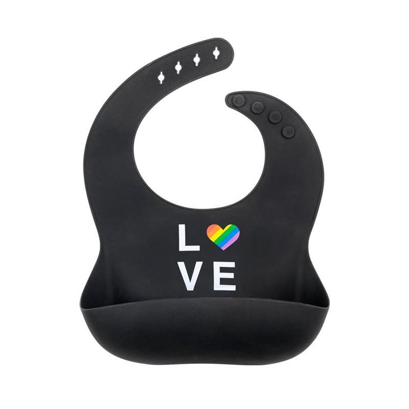 About Face Designs Soft Silicone Baby Bib Rainbow Love, Black Image 1