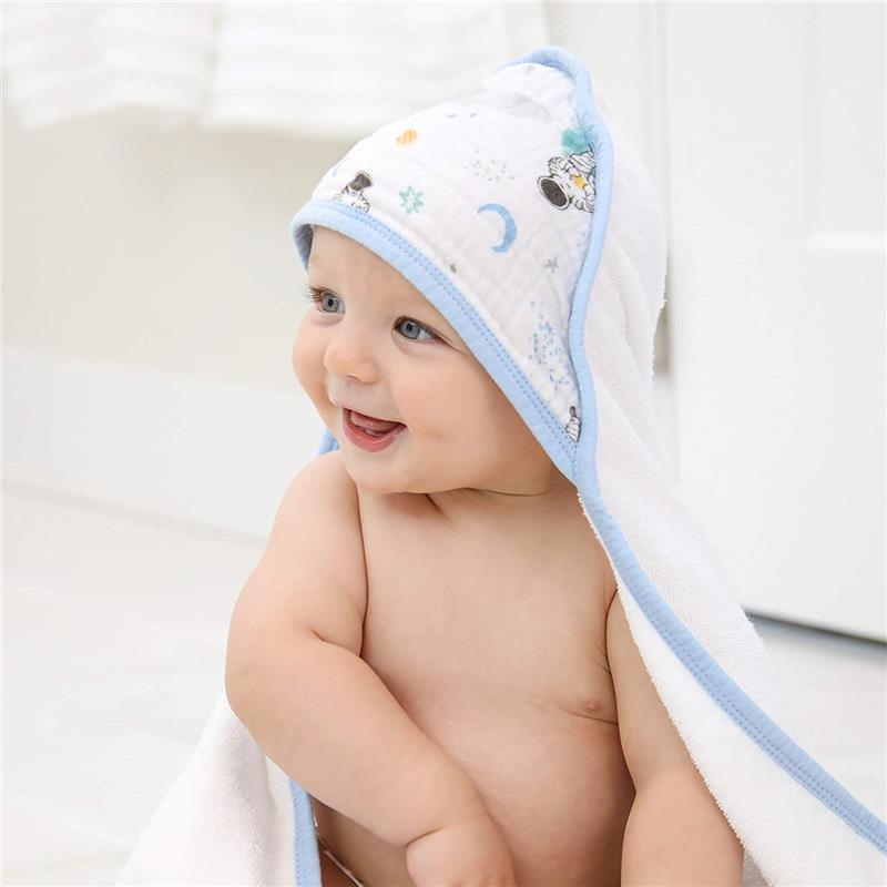 Aden+Anais - 2Pk Hooded Baby Bath Towel, Space Explorers Image 4