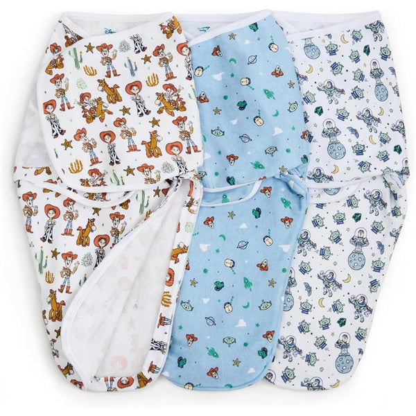 Aden + Anais - 3Pk Essentials Easy Swaddle Wrap Quick Change with Bott