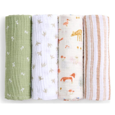 Aden + Anais - 4Pk Essentials Cotton Muslin Swaddle, Sage Woodland Image 1