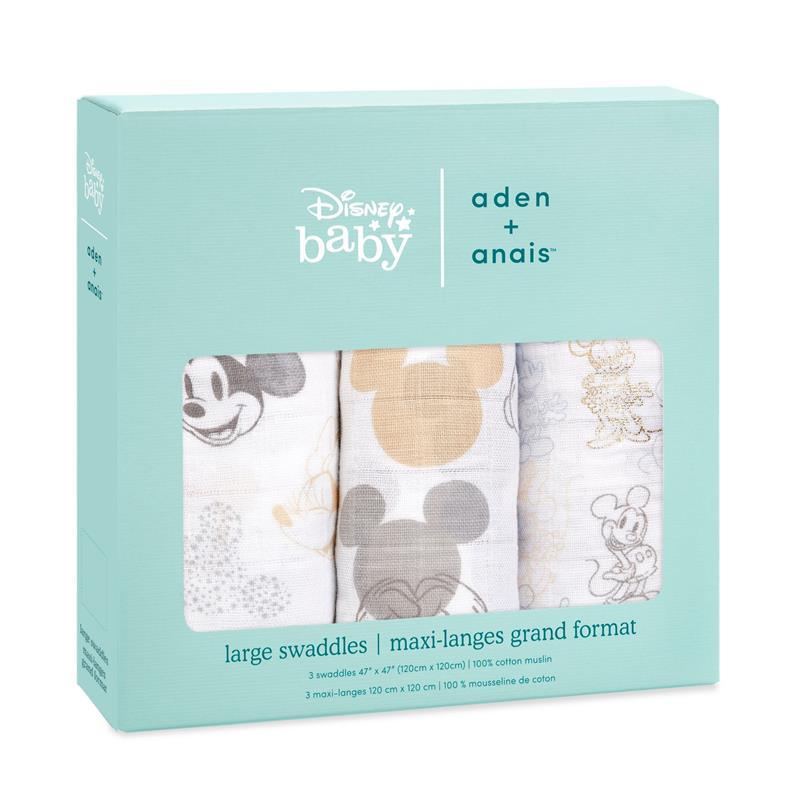 Aden + Anais Disney Cotton Muslin Swaddles Mickey+Minnie 3-Pack Image 3