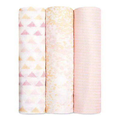 Aden + Anais Silky Soft Swaddles Metallic 3-Pack, Primrose Birch.