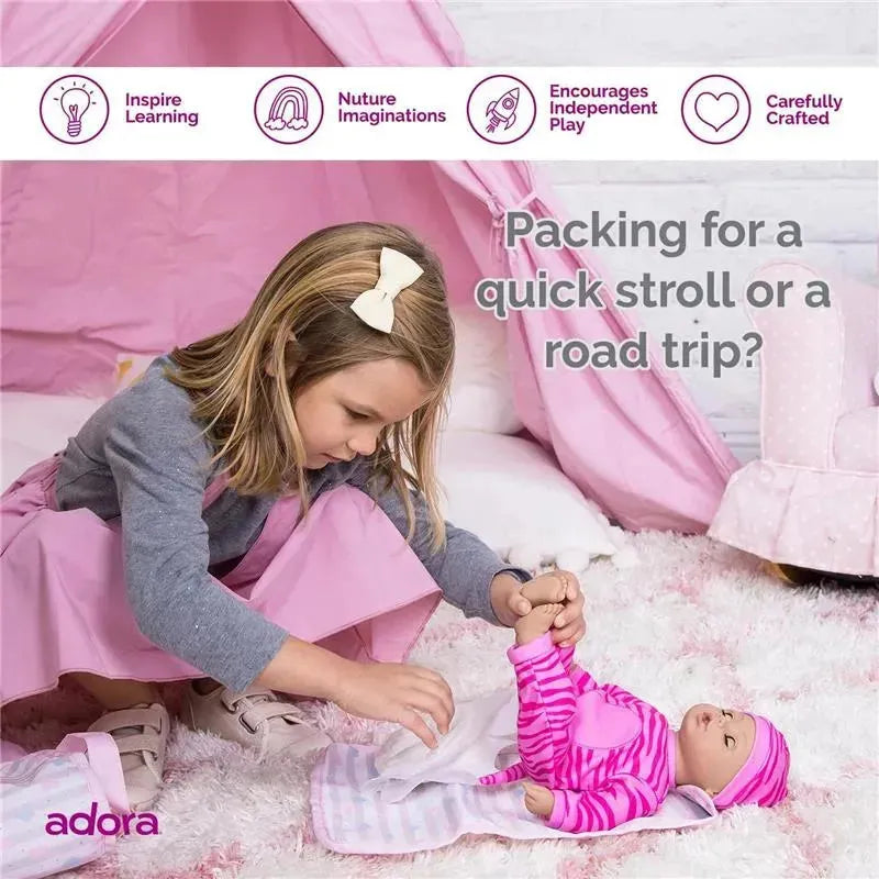 Cloth Doll Adora Travel Adora Baby Doll Diaper Bag, Includes