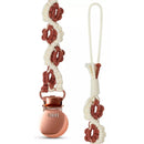 Adora Baby - Macrame Pacifier Clip, Baby Pacifier Holder Leash Boho Wooden Clips, Lily, Rosewood Image 1