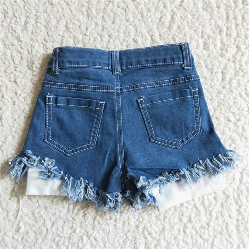 Aier - Baby Girls 4Th Of July Summer Denim Star Shorts Image 2