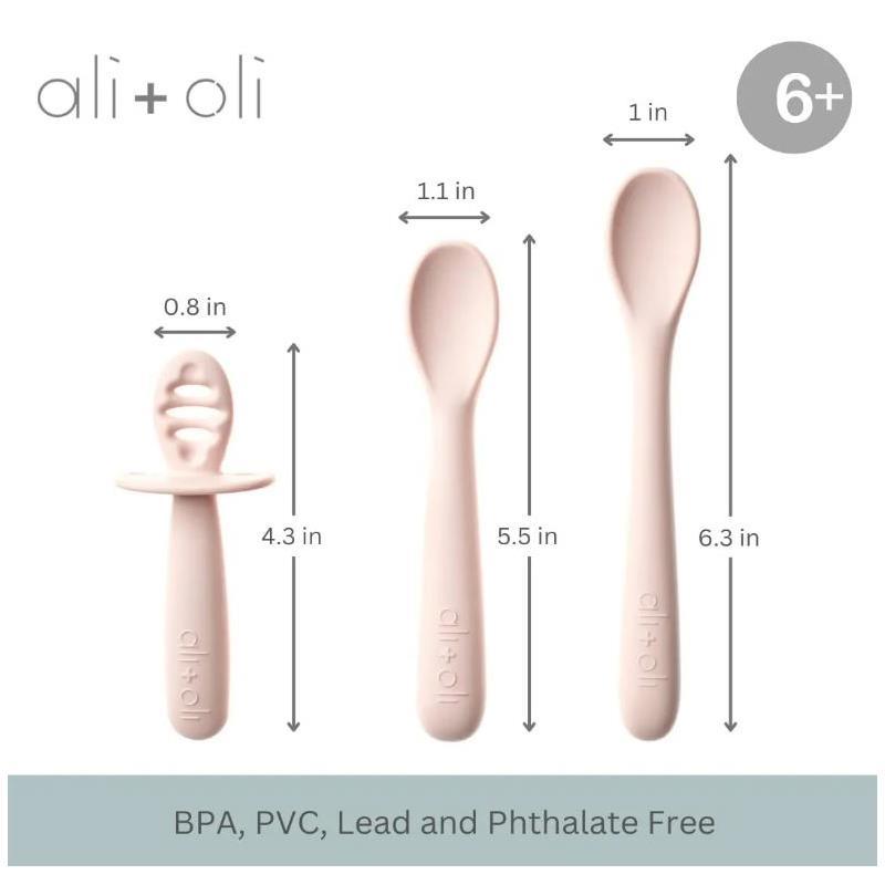 Ali + Oli - 3Pk Multi Stage Spoon Set For Baby, Blush Image 5
