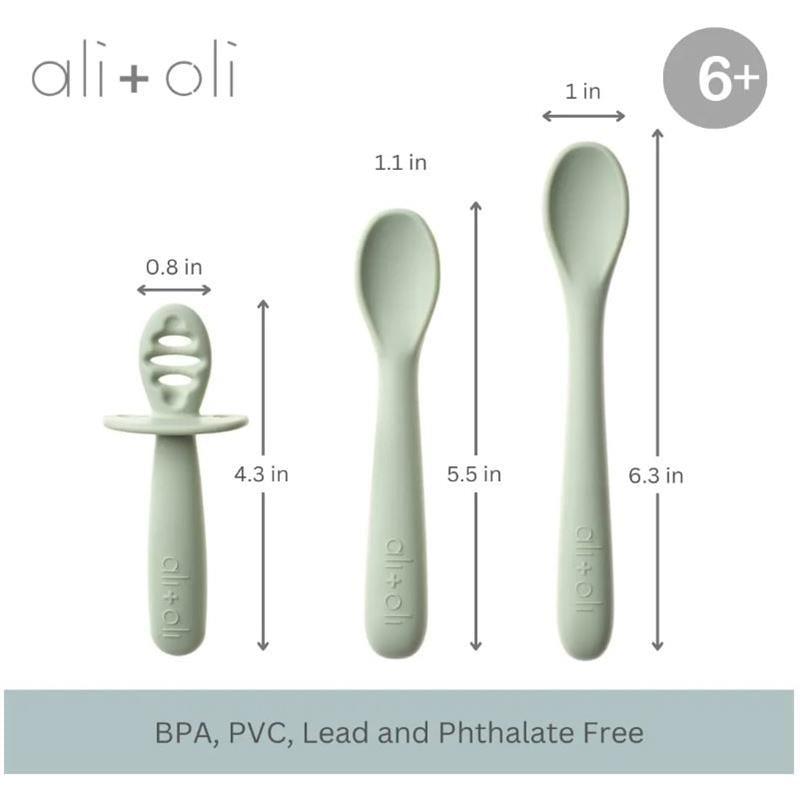 Ali + Oli - 3Pk Multi Stage Spoon Set For Baby, Pine Image 4