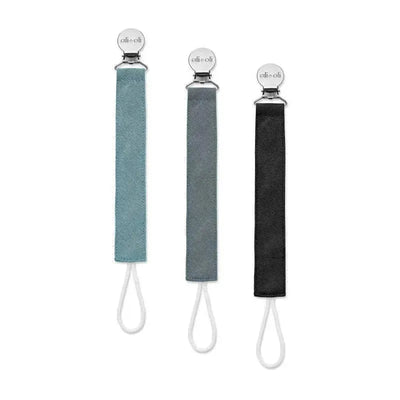 Ali + Oli - 3Pk Pacifier Clip Linen, Night Image 1