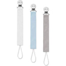 Ali + Oli - 3Pk Pacifier Clip Linen, Sky Image 1