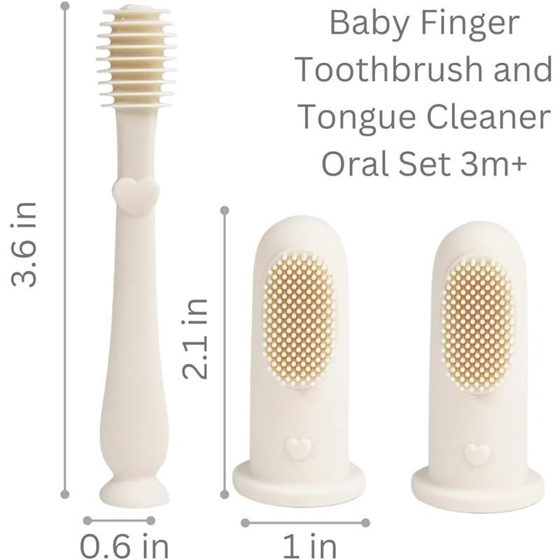 Ali + Oli - Baby Finger Toothbrush & Tongue Cleaner Oral Set, Ivory Image 2