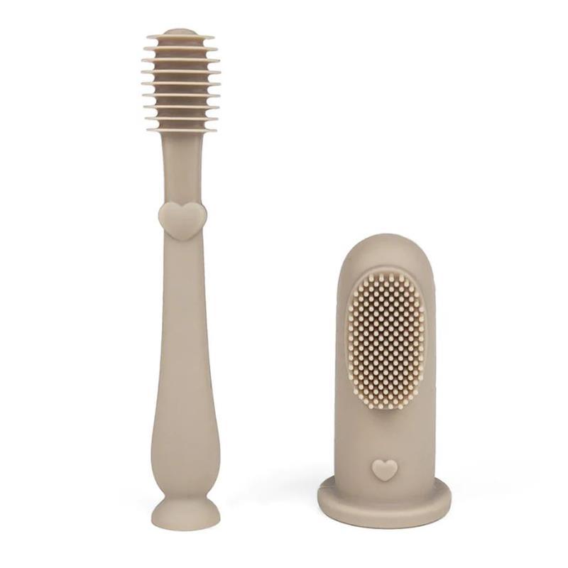 Ali + Oli - Baby Finger Toothbrush & Tongue Cleaner Oral Set, Sand Image 1