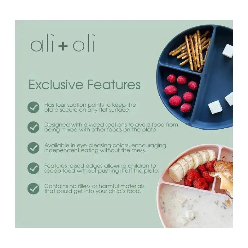 Ali + Oli - Baby Plate With Suction And Divided Portions, Oatmeal Image 3