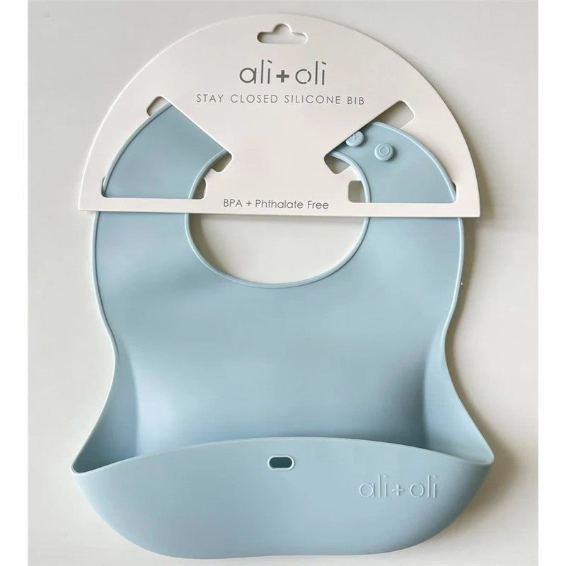 Ali+Oli Silicone Baby Bib Roll Up & Stay Closed (Sky) Image 2