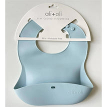 Ali+Oli Silicone Baby Bib Roll Up & Stay Closed (Sky) Image 2
