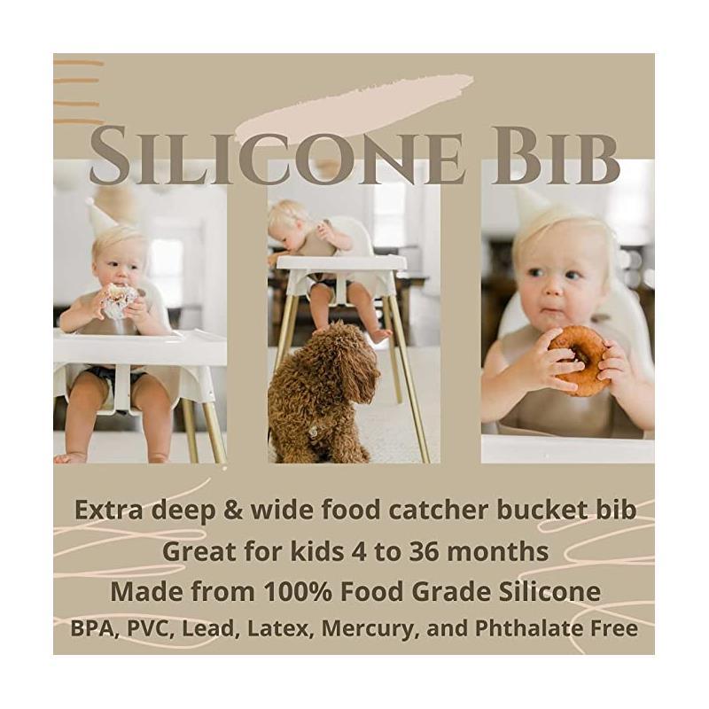 Ali + Oli Silicone Baby Bib Roll Up & Stay Closed (Soft Blush) Image 5