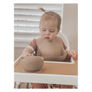 Ali + Oli Silicone Baby Bib Roll Up & Stay Closed (Taupe) Image 7