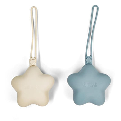 Ali + Oli - Silicone Pacifier Case Star 2Pk, Mist-Sand Image 1
