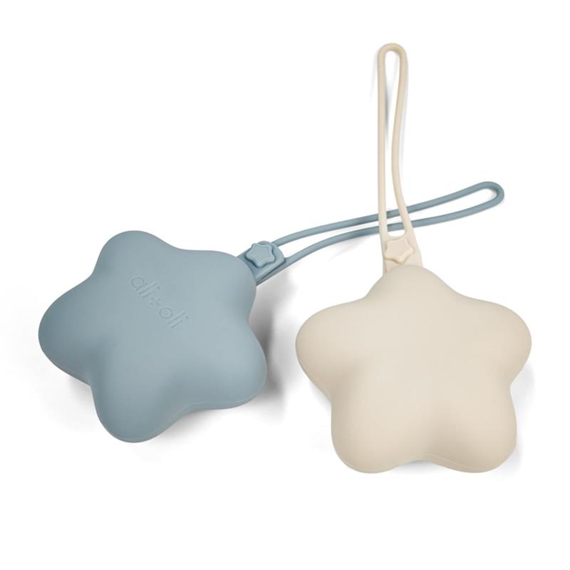 Ali + Oli - Silicone Pacifier Case Star 2Pk, Mist-Sand Image 2