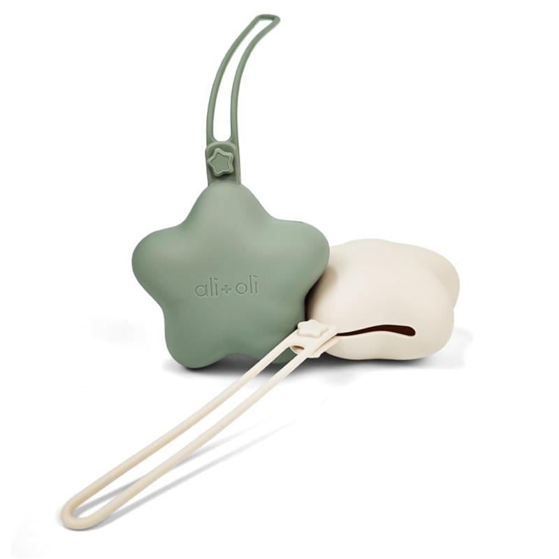 Ali + Oli - Silicone Pacifier Case Star 2Pk, Sage Sand Image 4