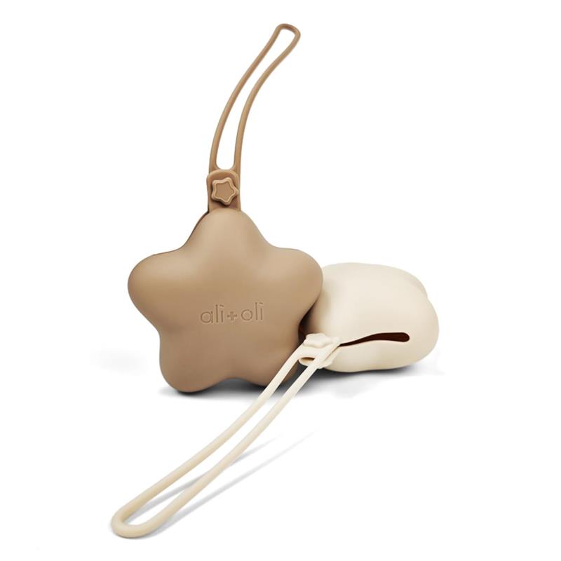 Ali + Oli - Silicone Pacifier Case Star 2Pk, Taupe-Sand Image 3