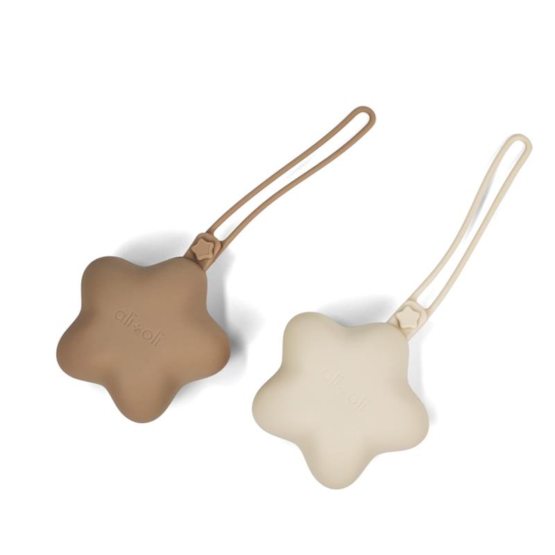 Ali + Oli - Silicone Pacifier Case Star 2Pk, Taupe-Sand Image 4