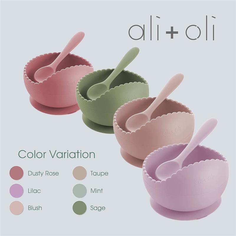 Ali + Oli - Silicone Suction Bowl & Spoon Set, Blush Image 3